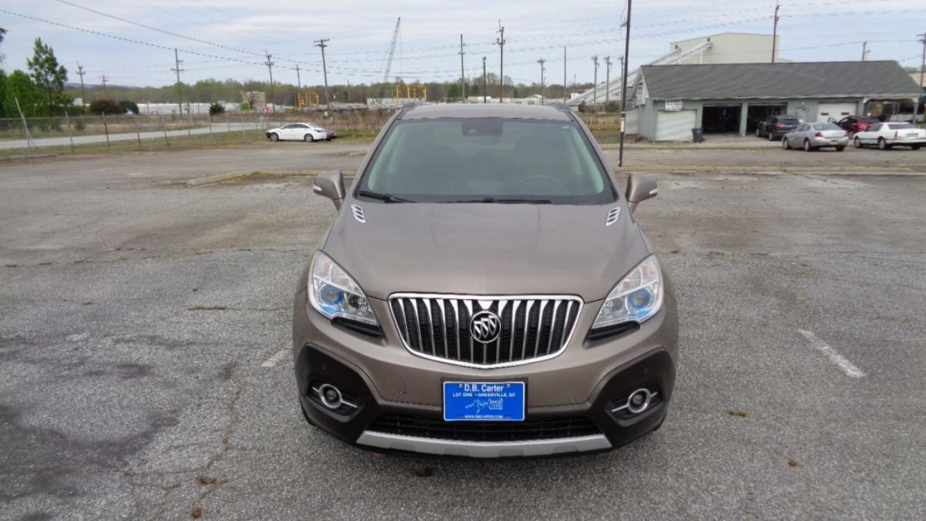 2015 SANDY BROWN /BLACK Buick Encore Premium AWD (KL4CJHSB8FB) with an 1.4L L4 DOHC 16V TURBO engine, 6-Speed Automatic transmission, located at 2812 White Horse Road, Greenville, SC, 29611, (864) 269-1711, 34.808655, -82.434776 - 1.4 LITER 4 CYLINDER TURBO,ALL WHEEL DRIVE,18 INCH ALLOY WHEELS,ANTI LOCK BRAKES,ANTI THEFT SYSTEM,TILT/REACH STEERING,A/C,2 ZONE A/C CLIMATE CONTROL,FRONT SIDE AIRBAGS,BODY COLOR BUMPERS,MIRRORS AND DOOR HANDLES,CRUISE CONTROL,FOG LIGHTS,AUTOMATIC HEADLIGHTS,USB/AUX OUTLET,LIT VANITY MIRRORS, POWER - Photo #1